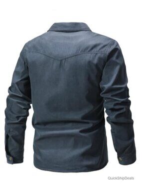 Large Turn Button Jackets & Coats | Mens Flannel Lined Shirt Jacket Snap Button Western ...
